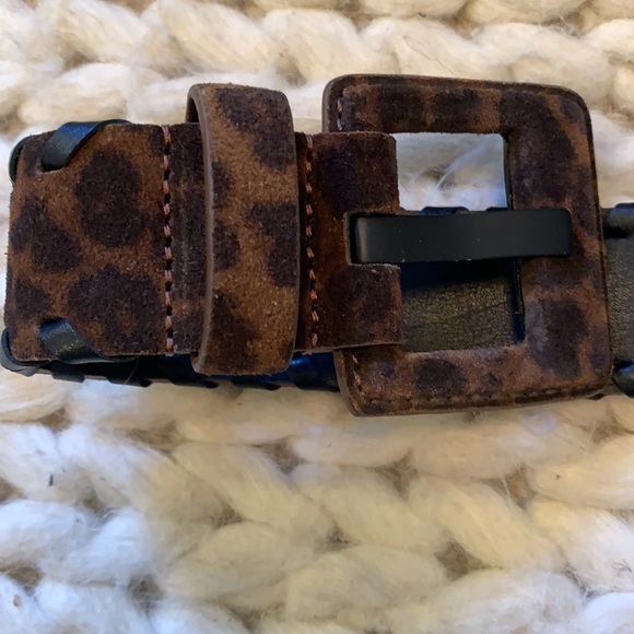 Veronica Beard Leather Leopard Belt with woven braid (small)Never worn. - Picture 3 of 6